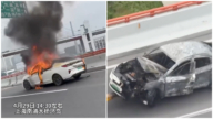 上海又有国产电动车起火 被烧成空架（视频）