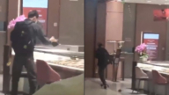 廣州番禺周大福金店被搶 男子鐵錘砸櫃畫面曝光
