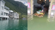 广西乡村遭洪水淹半个月 最深处有15米（视频）