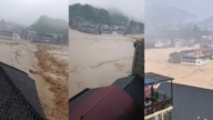 【禁聞】水深及頸 鐵橋秒斷 中國南方暴雨成災